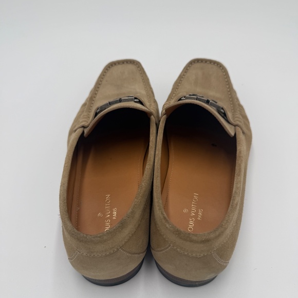 Louis Vuitton Beige Suede LV Buckle Loafers